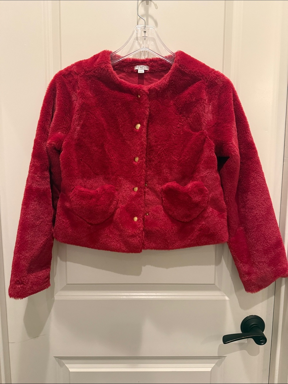 Crewcuts Red Faux-Fur Heart Pocket Jacket